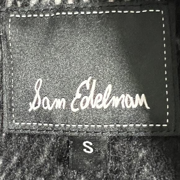 Sam Edelman Black and White Plaid Wool Blend Coat - Size Small - Picture 6 of 9